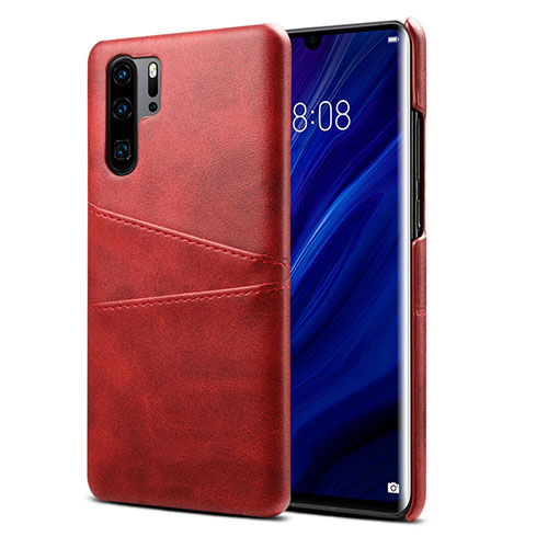 Soft Luxury Leather Snap On Case Cover R05 for Huawei P30 Pro New Edition Red