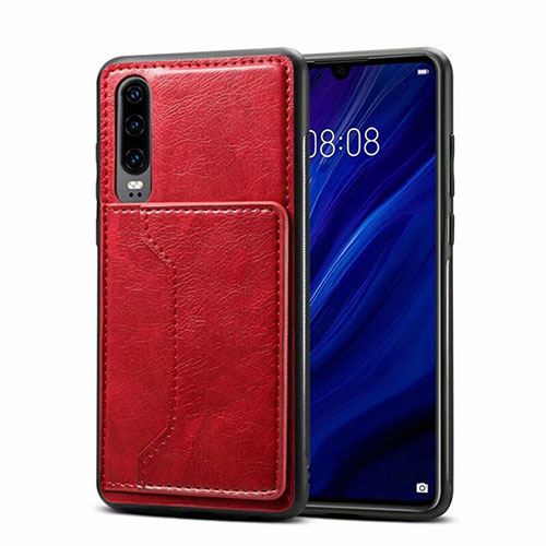 Soft Luxury Leather Snap On Case Cover R05 for Huawei P30 Red