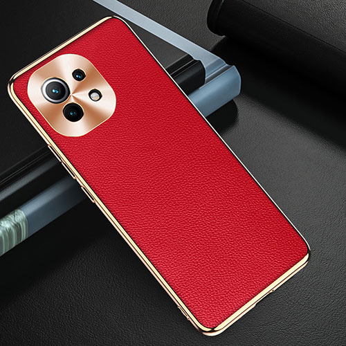 Soft Luxury Leather Snap On Case Cover R05 for Xiaomi Mi 11 Lite 5G Red