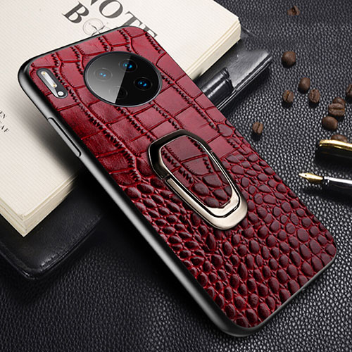 Soft Luxury Leather Snap On Case Cover R06 for Huawei Mate 30 Red Wine