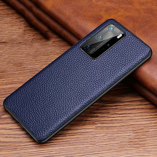 Soft Luxury Leather Snap On Case Cover R06 for Huawei P40 Pro Blue