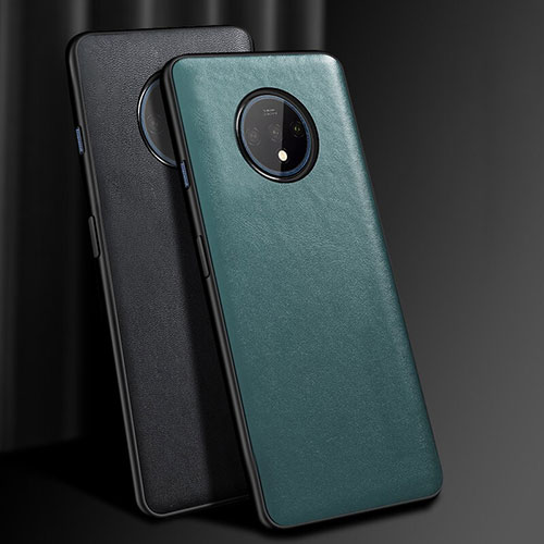 Soft Luxury Leather Snap On Case Cover R06 for OnePlus 7T Green