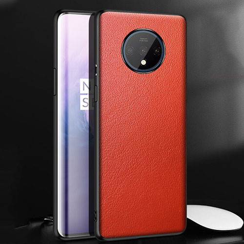 Soft Luxury Leather Snap On Case Cover R06 for OnePlus 7T Red