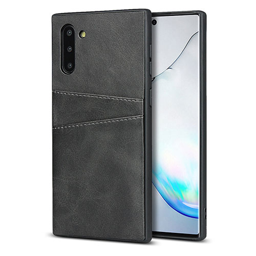 Soft Luxury Leather Snap On Case Cover R06 for Samsung Galaxy Note 10 Black