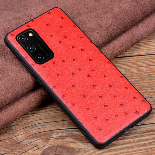 Soft Luxury Leather Snap On Case Cover R07 for Huawei Honor V30 Pro 5G Red