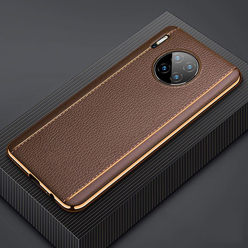 Soft Luxury Leather Snap On Case Cover R07 for Huawei Mate 30 5G Brown