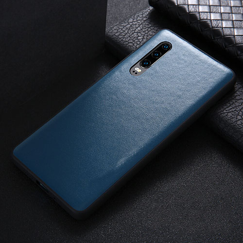 Soft Luxury Leather Snap On Case Cover R07 for Huawei P30 Blue