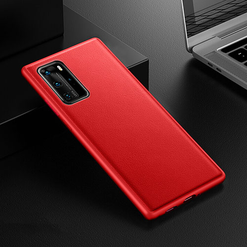 Soft Luxury Leather Snap On Case Cover R07 for Huawei P40 Pro Red