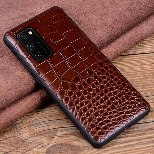 Soft Luxury Leather Snap On Case Cover R08 for Huawei Honor V30 5G Brown