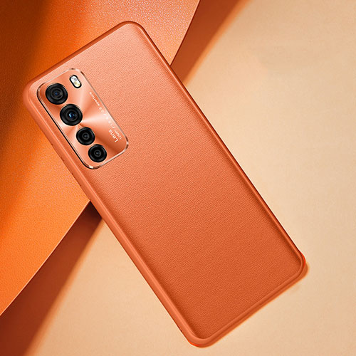 Soft Luxury Leather Snap On Case Cover R08 for Huawei Nova 7 SE 5G Orange