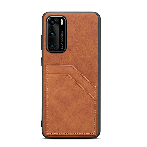 Soft Luxury Leather Snap On Case Cover R08 for Huawei P40 Orange