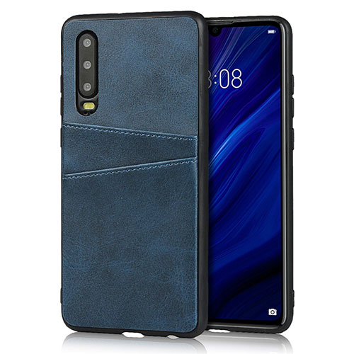 Soft Luxury Leather Snap On Case Cover R09 for Huawei P30 Blue