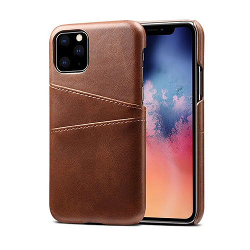 Soft Luxury Leather Snap On Case Cover R10 for Apple iPhone 11 Pro Brown