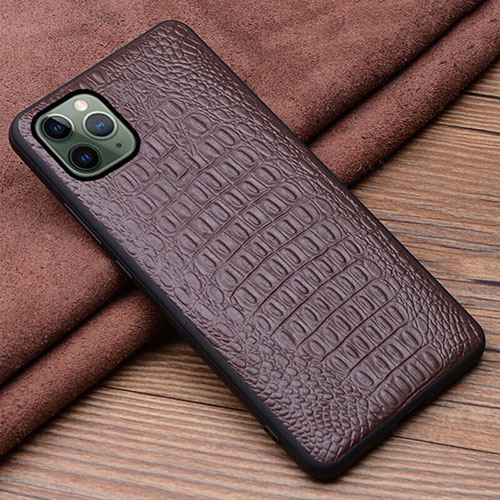 Soft Luxury Leather Snap On Case Cover R11 for Apple iPhone 11 Pro Brown