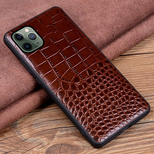 Soft Luxury Leather Snap On Case Cover R14 for Apple iPhone 11 Pro Brown