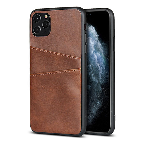 Soft Luxury Leather Snap On Case Cover R15 for Apple iPhone 11 Pro Brown