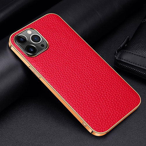 Soft Luxury Leather Snap On Case Cover S01 for Apple iPhone 16 Pro Red