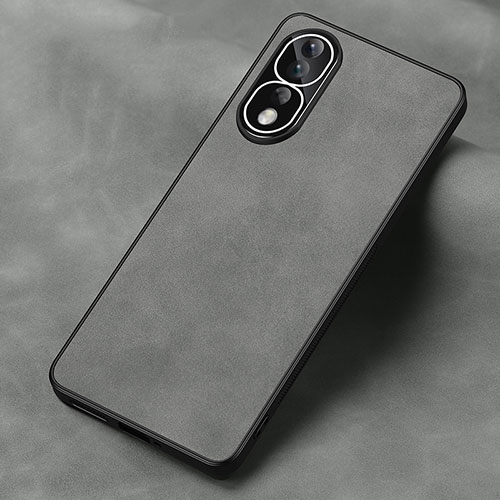 Soft Luxury Leather Snap On Case Cover S01 for Huawei Honor 80 Pro 5G Gray