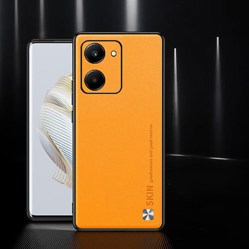 Soft Luxury Leather Snap On Case Cover S01 for Huawei Honor X7a Orange