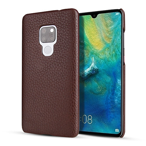 Soft Luxury Leather Snap On Case Cover S01 for Huawei Mate 20 Brown