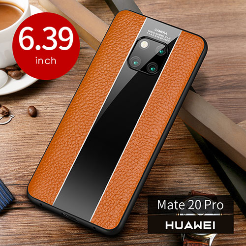 Soft Luxury Leather Snap On Case Cover S01 for Huawei Mate 20 Pro Orange