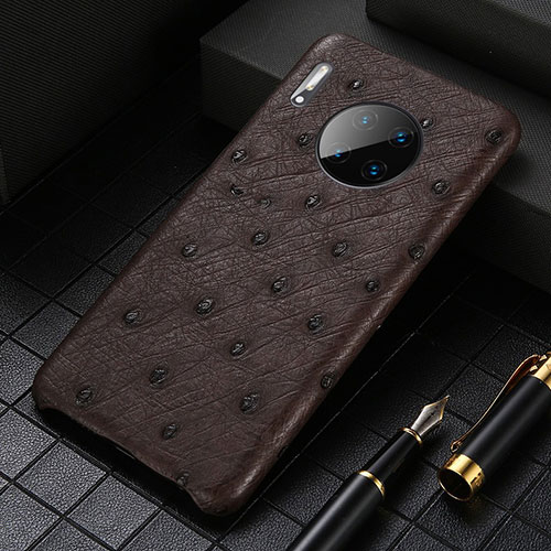 Soft Luxury Leather Snap On Case Cover S01 for Huawei Mate 30 Pro Brown