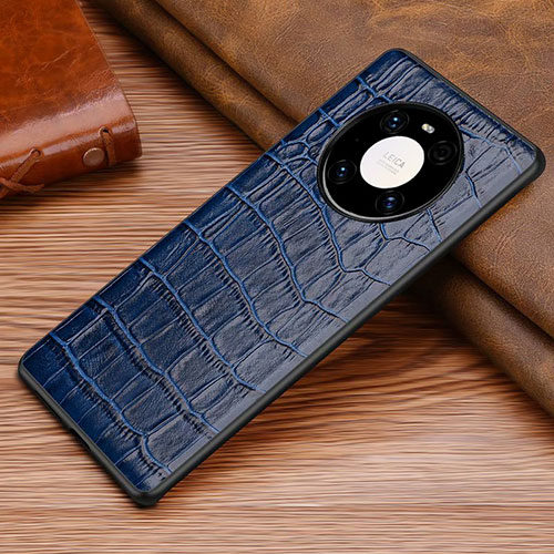 Soft Luxury Leather Snap On Case Cover S01 for Huawei Mate 40E 5G Blue