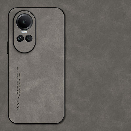 Soft Luxury Leather Snap On Case Cover S01 for Oppo Reno10 5G Gray