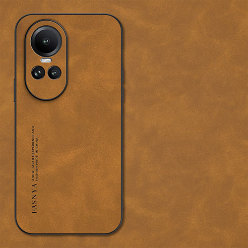 Soft Luxury Leather Snap On Case Cover S01 for Oppo Reno10 5G Orange