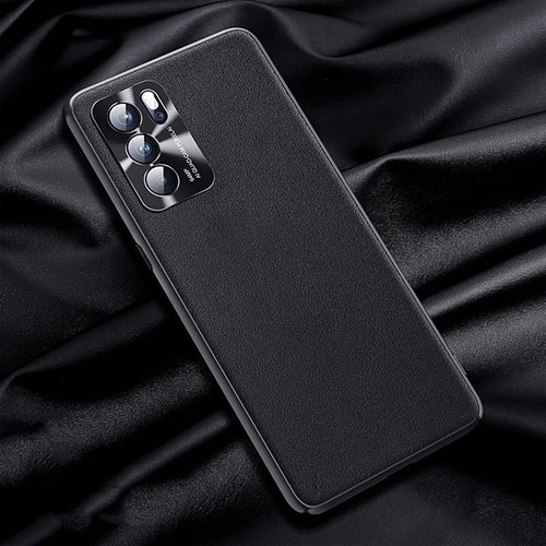 Soft Luxury Leather Snap On Case Cover S01 for Oppo Reno6 Pro 5G India Black