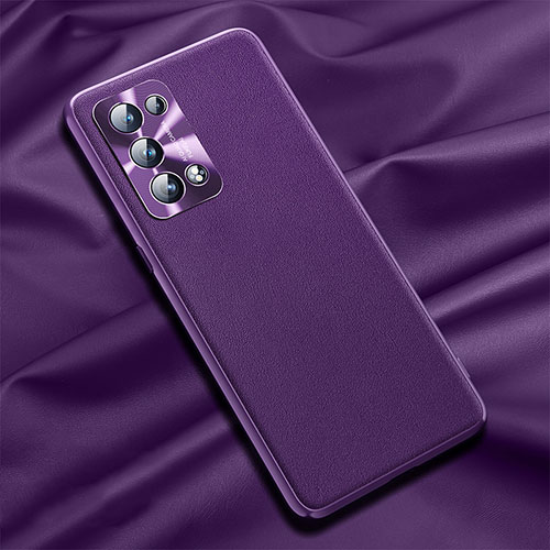 Soft Luxury Leather Snap On Case Cover S01 for Oppo Reno6 Pro 5G Purple