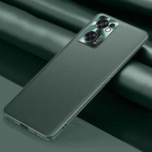 Soft Luxury Leather Snap On Case Cover S01 for Oppo Reno7 SE 5G Green