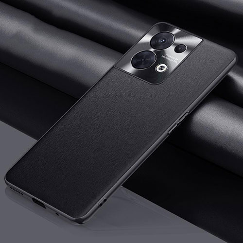 Soft Luxury Leather Snap On Case Cover S01 for Oppo Reno9 5G Black