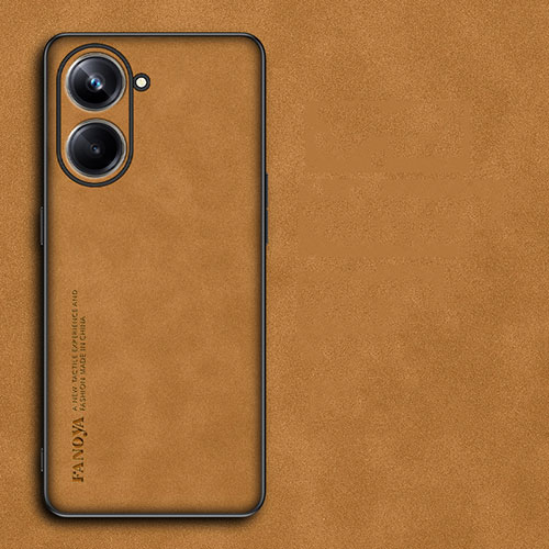 Soft Luxury Leather Snap On Case Cover S01 for Realme 10 Pro 5G Orange