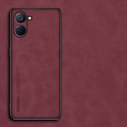 Soft Luxury Leather Snap On Case Cover S01 for Realme V30 5G Red