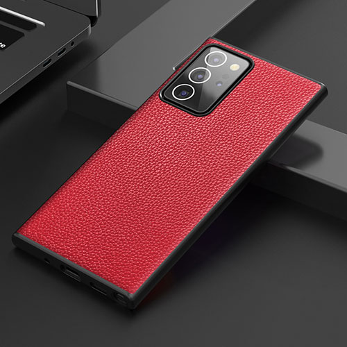 Soft Luxury Leather Snap On Case Cover S01 for Samsung Galaxy Note 20 Ultra 5G Red