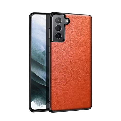 Soft Luxury Leather Snap On Case Cover S01 for Samsung Galaxy S21 Plus 5G Orange