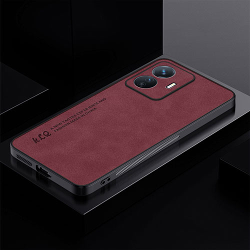 Soft Luxury Leather Snap On Case Cover S01 for Vivo iQOO Z6 Lite 5G Red