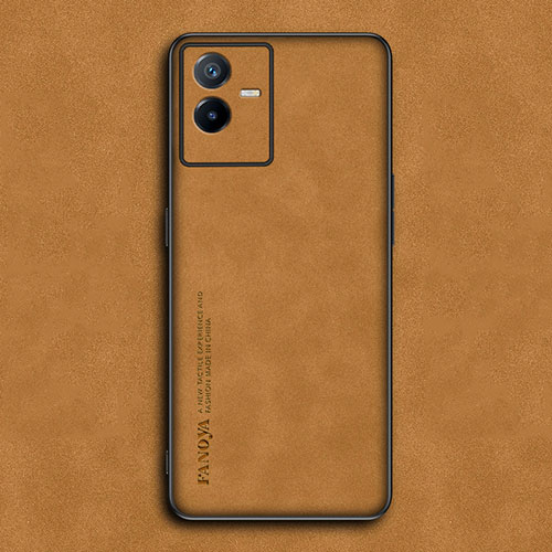 Soft Luxury Leather Snap On Case Cover S01 for Vivo iQOO Z6x Orange