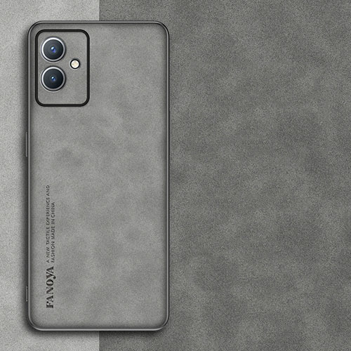 Soft Luxury Leather Snap On Case Cover S01 for Vivo T1 5G India Gray