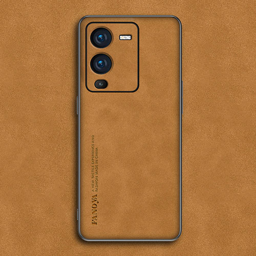 Soft Luxury Leather Snap On Case Cover S01 for Vivo V25 Pro 5G Orange