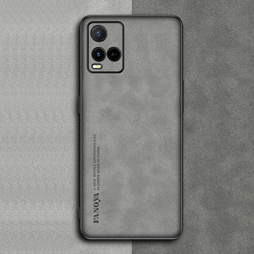 Soft Luxury Leather Snap On Case Cover S01 for Vivo Y33s Gray