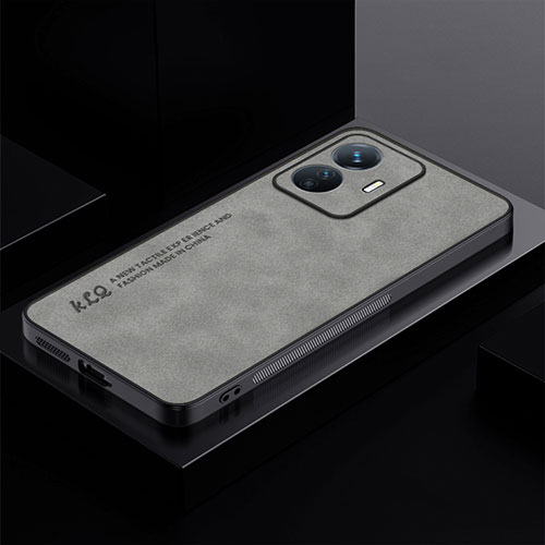 Soft Luxury Leather Snap On Case Cover S01 for Vivo Y77 5G Gray