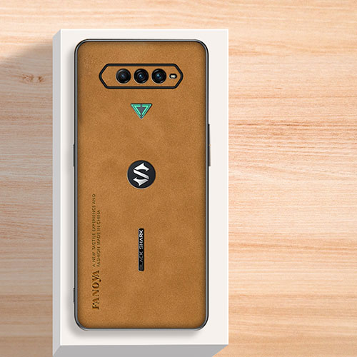 Soft Luxury Leather Snap On Case Cover S01 for Xiaomi Black Shark 4 Pro 5G Brown