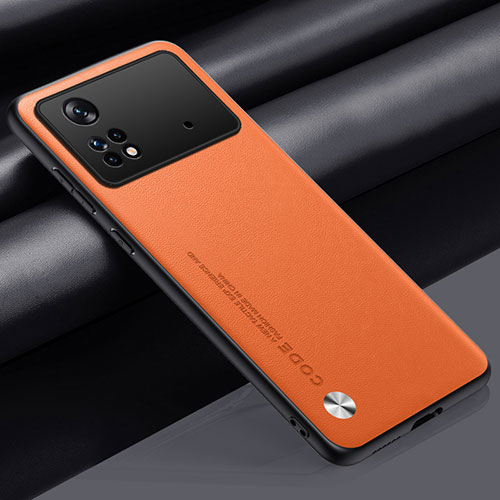 Soft Luxury Leather Snap On Case Cover S01 for Xiaomi Poco M4 Pro 4G Orange