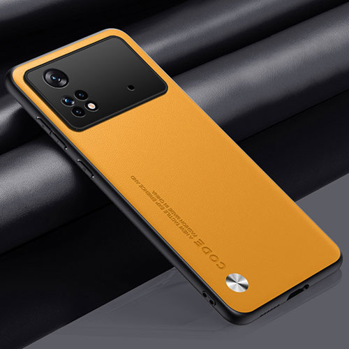 Soft Luxury Leather Snap On Case Cover S01 for Xiaomi Poco M4 Pro 4G Yellow