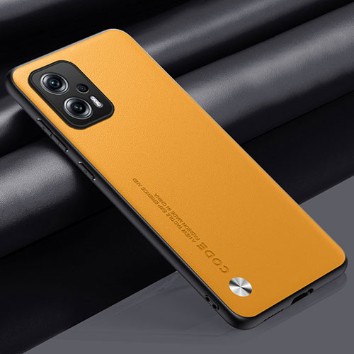 Soft Luxury Leather Snap On Case Cover S01 for Xiaomi Poco X4 GT 5G Yellow