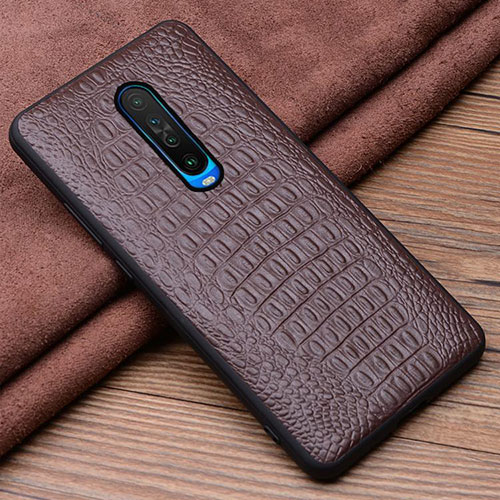 Soft Luxury Leather Snap On Case Cover S01 for Xiaomi Redmi K30 4G Brown