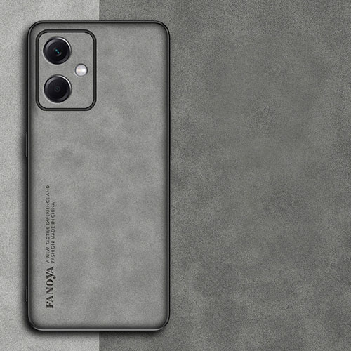 Soft Luxury Leather Snap On Case Cover S01 for Xiaomi Redmi Note 12R Pro 5G Gray