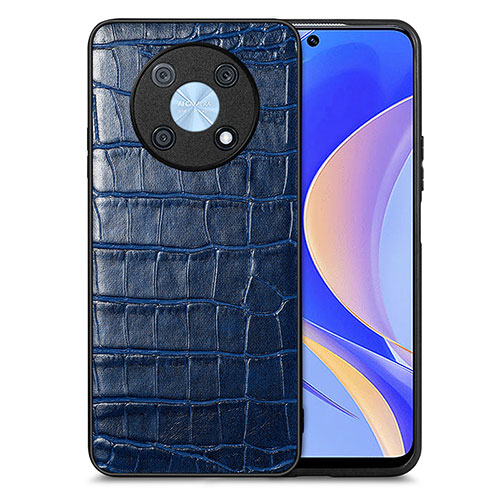 Soft Luxury Leather Snap On Case Cover S01D for Huawei Enjoy 50 Pro Blue